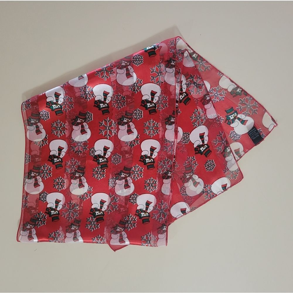 Silk Feel Red And White Snowman Oblong Scarf